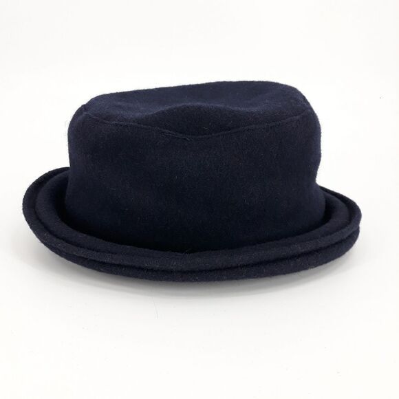 Vintage London Fog Hat Wool Bowler Top Hat Navy Made In USA One Size - Picture 4 of 11